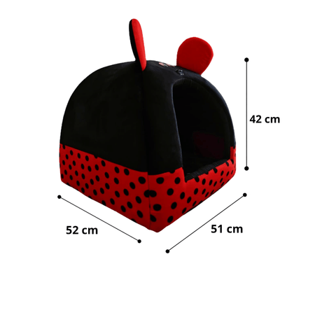 Cama Iglú Mickey Mouse Para Perros y Gatos Talla XL - Rojo con Negro