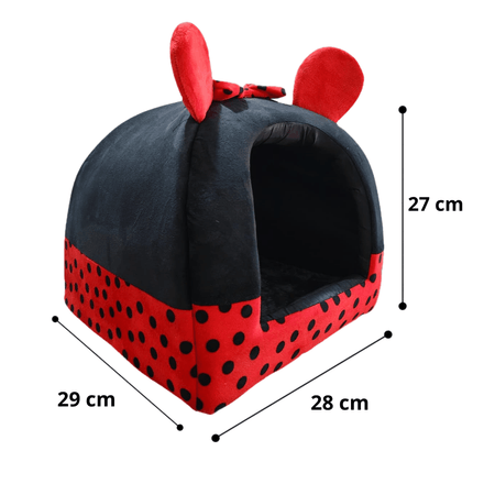 Cama Iglú Minnie Mouse Para Perros y Gatos Talla S - Rojo con Negro