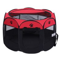 Corral Cama para Gatos Perros Casa para Mascotas Plegable 58x90x90cm Rojo