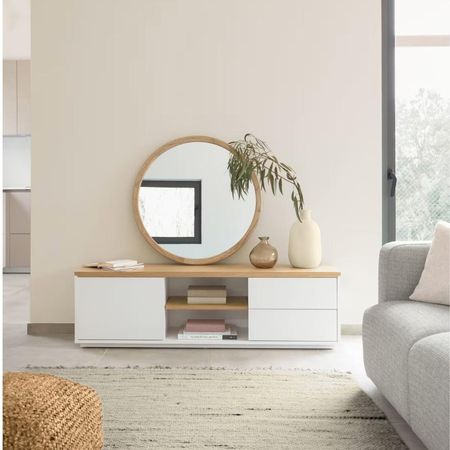Mesa de TV Truman 65'' 150 cm Marron y Blanco | Masiva Home