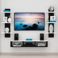 Mesa de TV Quintero 75'' 170 cm Negro y Blanco| Masiva Home
