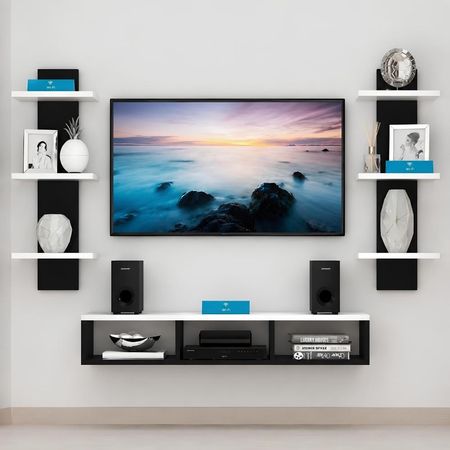 Mesa de TV Quintero 75'' 170 cm Negro y Blanco| Masiva Home