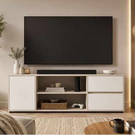 Mesa de TV Rapiña 70'' 166 cm Marron y Blanco | Masiva Home
