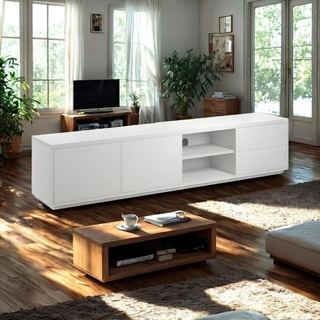 Mesa de TV Entity 85'' 200 cm Blanco | Masiva Home