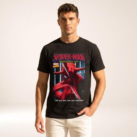 Polo Spider-Man Urbano Premium para Fans Color Negro Talla L
