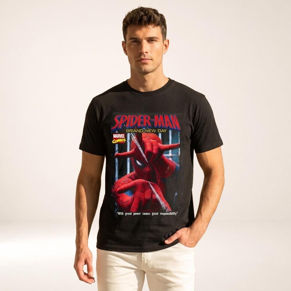Polo Spider-Man Urbano Premium para Fans Color Negro Talla M