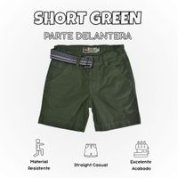 Short Niño Casual Algodón Drill Tafeta Yonisters Verde
