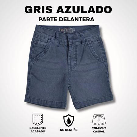 Short Jean Niño Casual Yonisters Denim Stretch Gris Azulado Talla 4