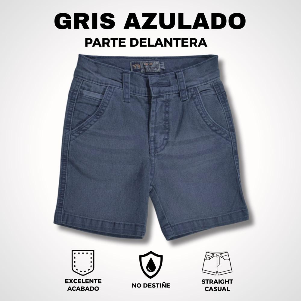 Short Jean Niño Casual Yonisters Denim Stretch Gris Azulado Talla 4