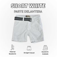 Short Niño Casual Algodón Drill Tafeta Yonisters Blanco