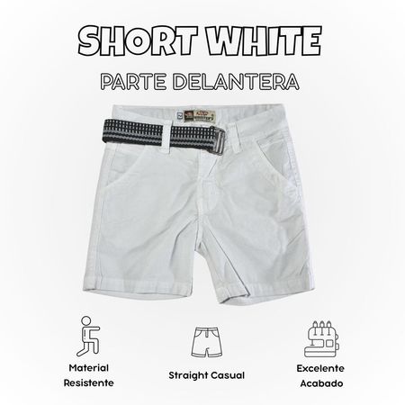 Short Niño Casual Algodón Drill Tafeta Yonisters Blanco Humo Talla 4