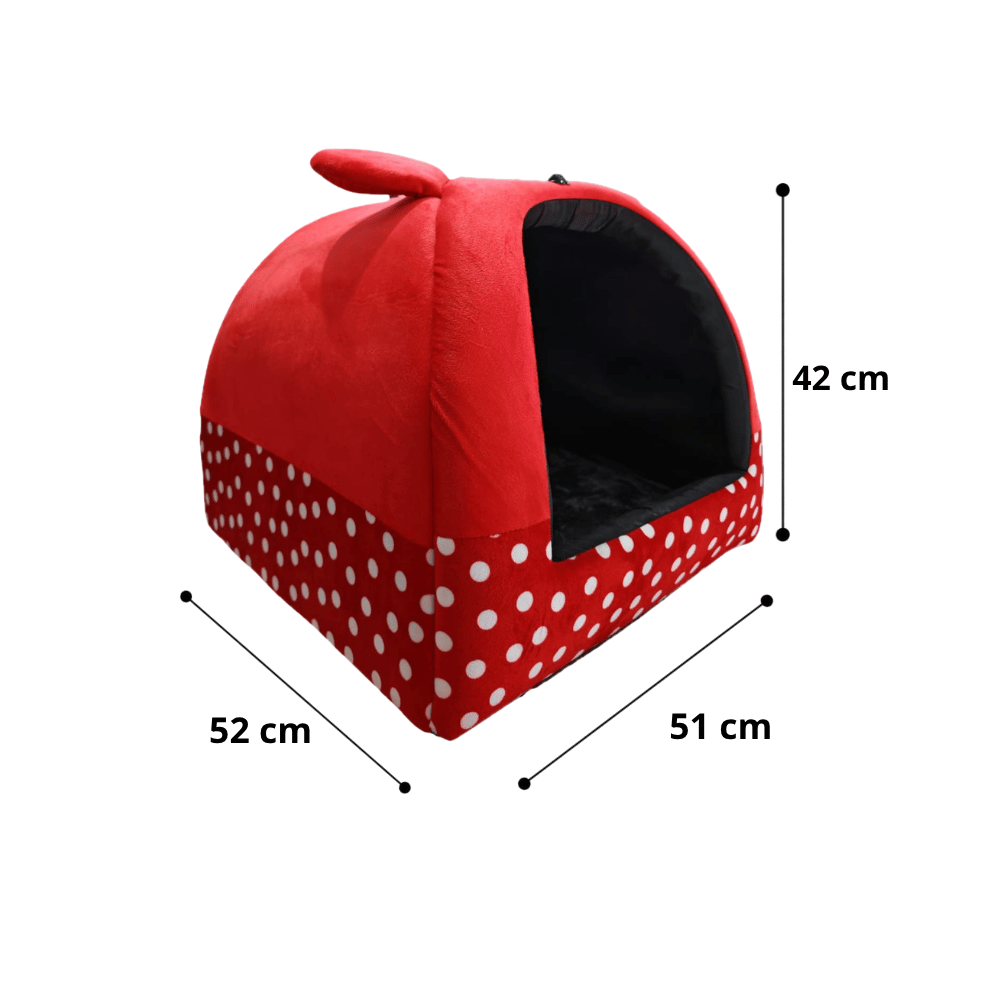 Cama Iglú Animal Print Para Perros y Gatos Talla XL - Rojo