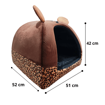 Cama Iglú Animal Print Para Perros y Gatos Talla XL - Marrón
