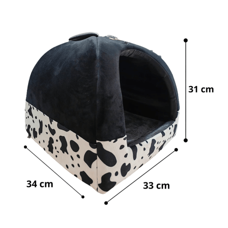 Cama Iglú Animal Print Para Perros y Gatos Talla M - Negro