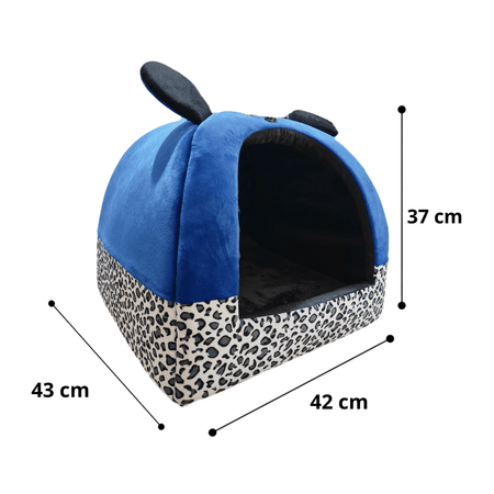 Cama Iglú Animal Print Para Perros y Gatos Talla L - Azul