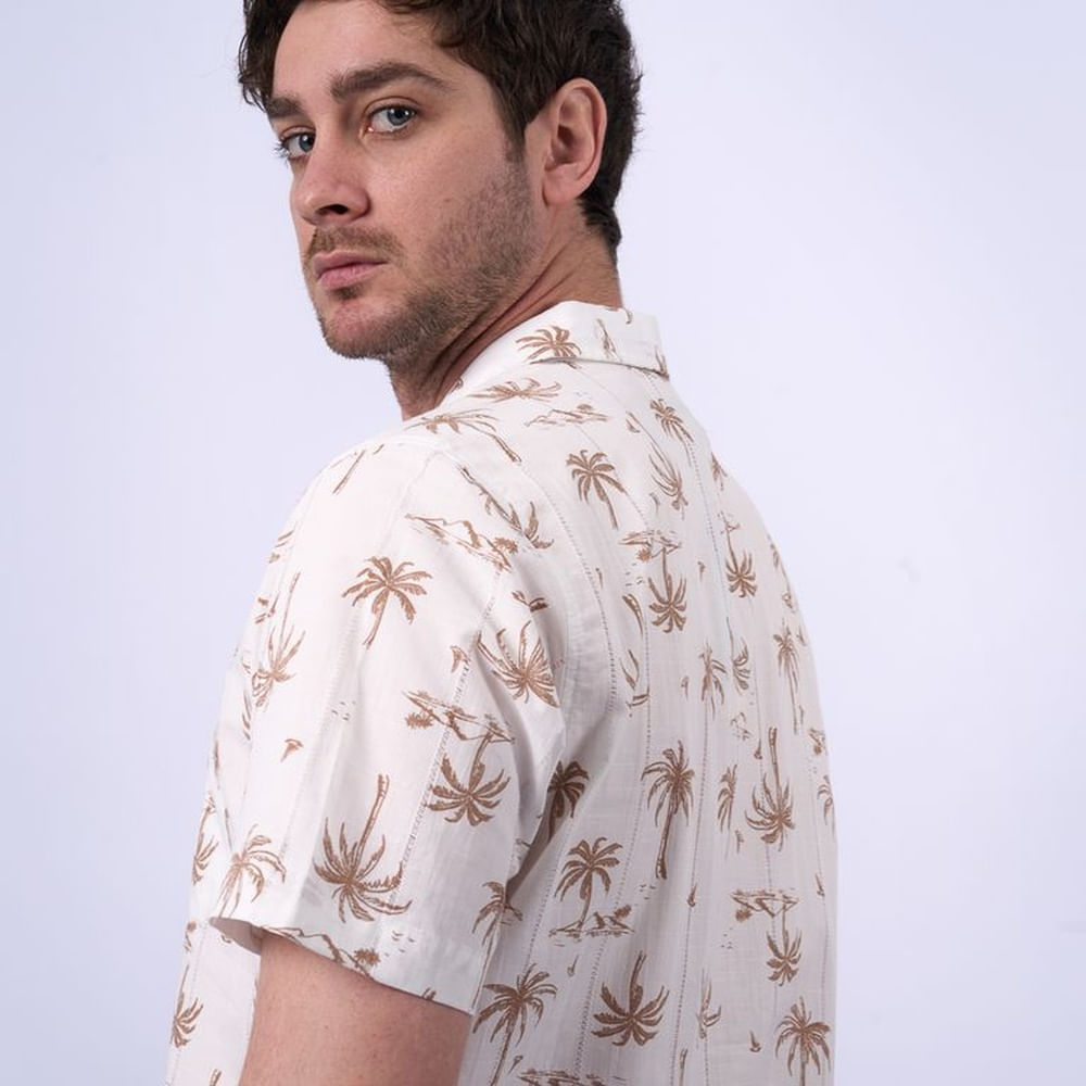 CAMISA MC FI25LI ISLAND LINO S Beige