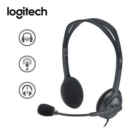 Audífonos con Micrófono Logitech H111 Jack 3.5 mm Diadema para Laptop PC Negro