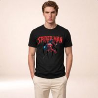 Polo Negro Hombre Araña con Estilo Juvenil
