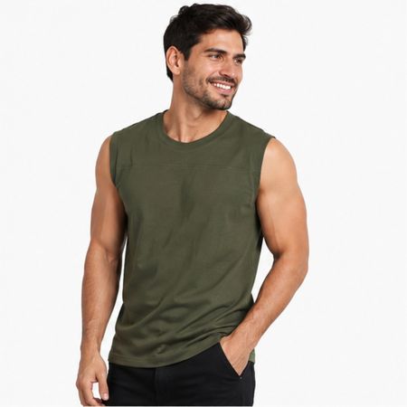 POLO MANGA CERO ALGODÓN VERDE MILITAR  M