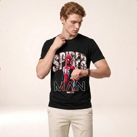 Polo Spider-Man Diseño Casual Ideal para Regalar Uso Casual Color Negro Talla S