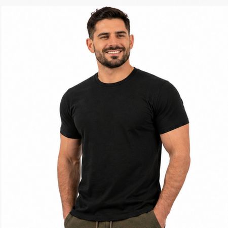 Polo hombre manga corta algodón - Negro L