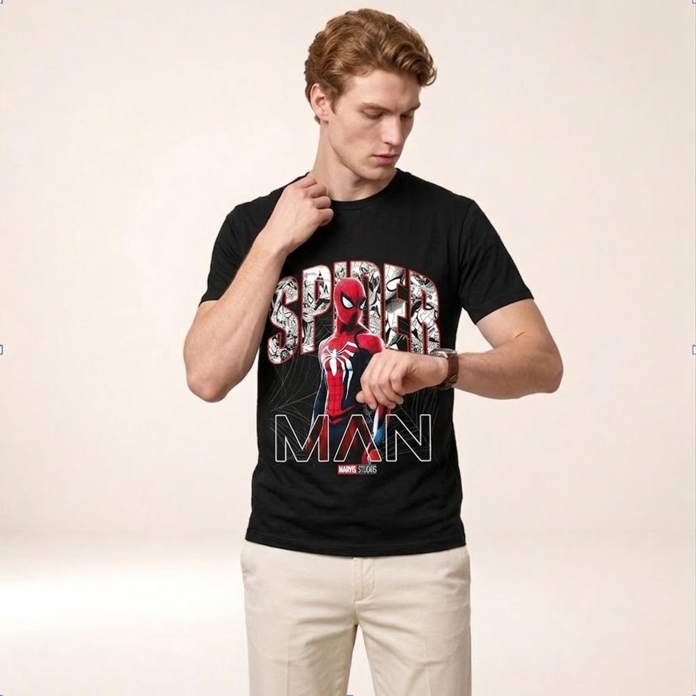 Polo Spider-Man Diseño Casual Ideal para Regalar Uso Casual Color Negro Talla M