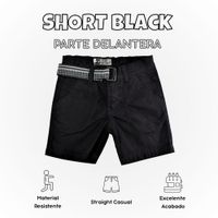 Short Niño Casual Algodón Drill Tafeta Yonisters Negro
