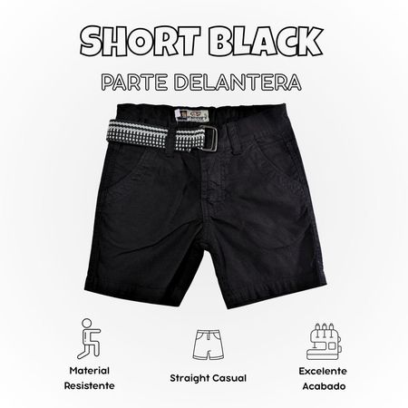 Short Niño Casual Algodón Drill Tafeta Yonisters Negro Talla 0