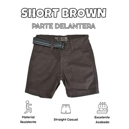 Short Niño Casual Algodón Drill Tafeta Yonisters Marrón Chocolate Talla 4