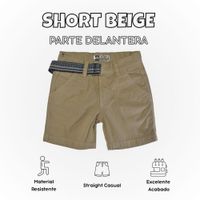 Short Niño Casual Algodón Drill Tafeta Yonisters Beige