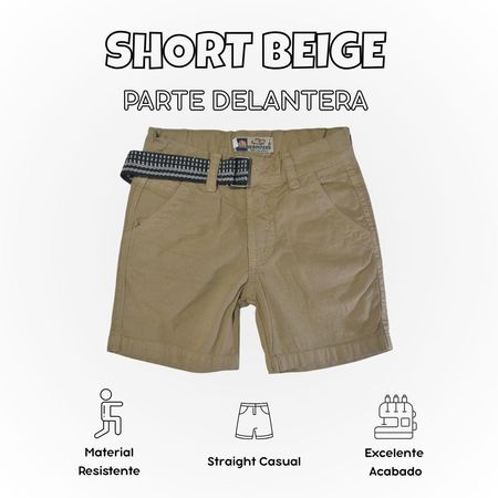 Short Niño Casual Algodón Drill Tafeta Yonisters Beige Talla 12