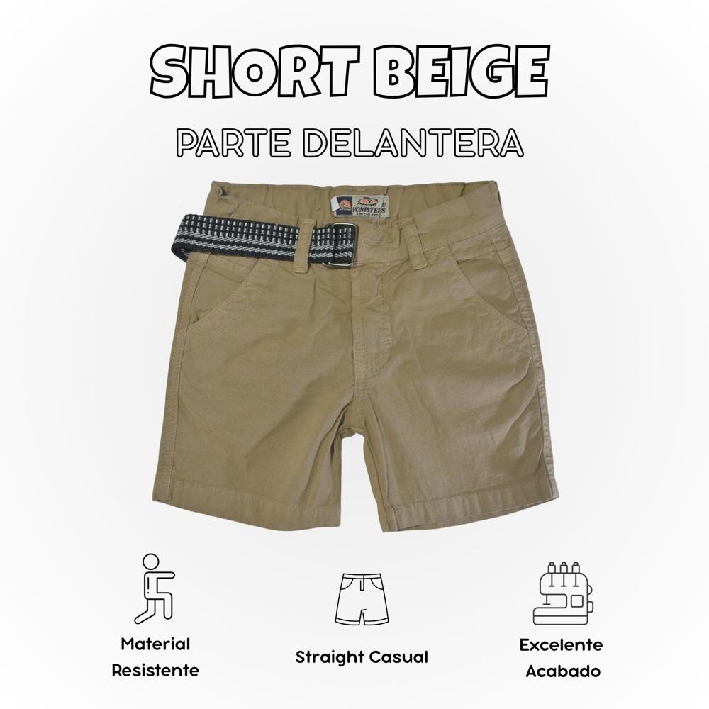 Short Niño Casual Algodón Drill Tafeta Yonisters Beige Talla 4