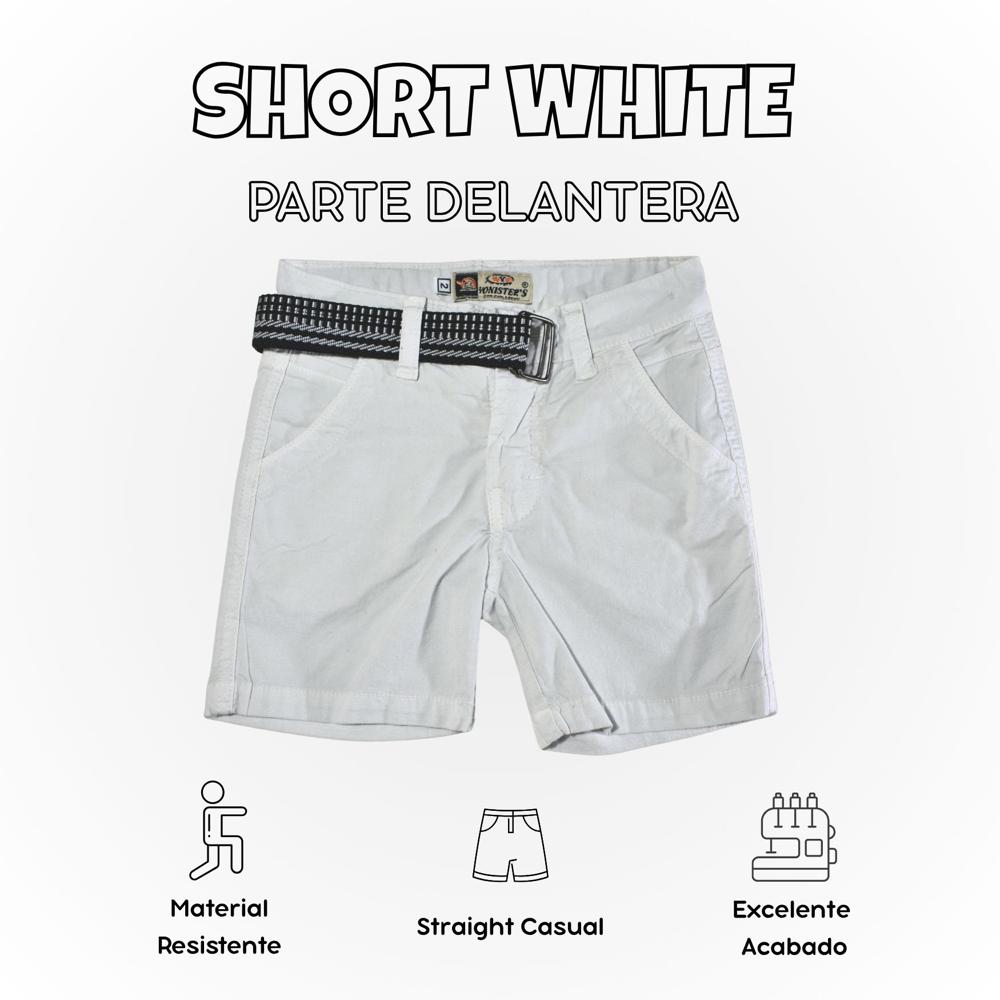 Short Niño Casual Algodón Drill Tafeta Yonisters Blanco Humo Talla 2