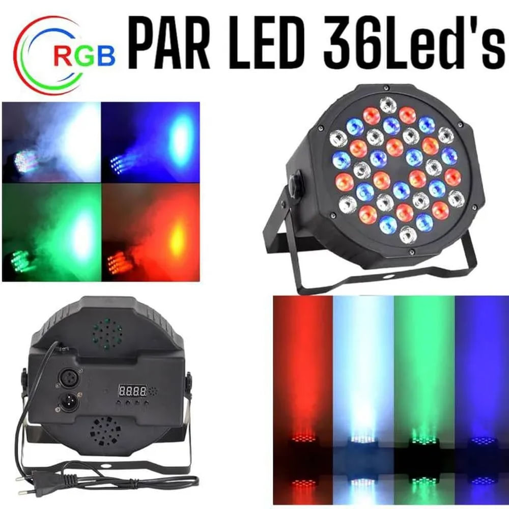 Par LED de 3Watt de 36Leds RGB AutoSound DMX520 Reflector Luces Color Multicolor