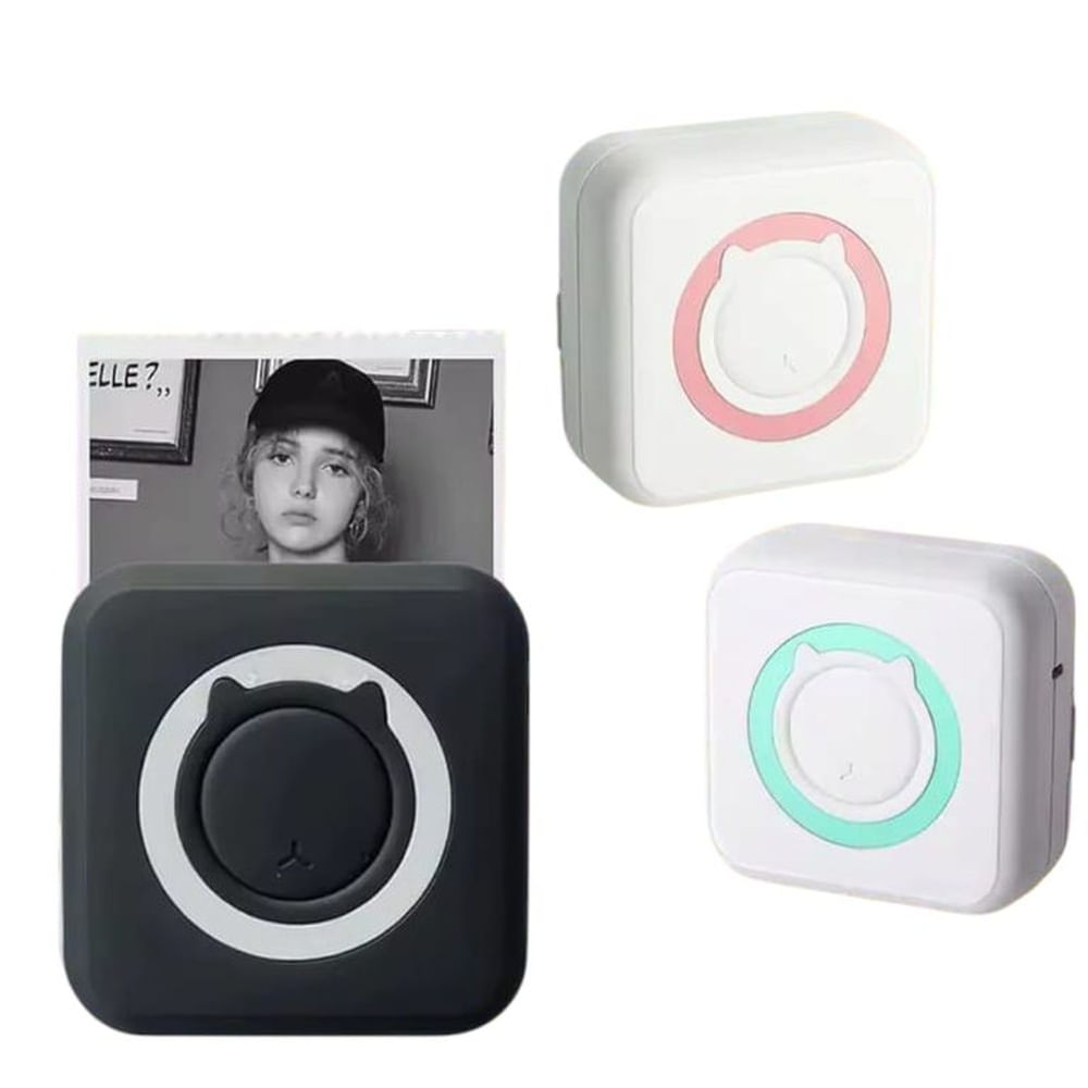 Bluetooth Mini Impresora Térmica Portátil Compatible con Smartphone Negro