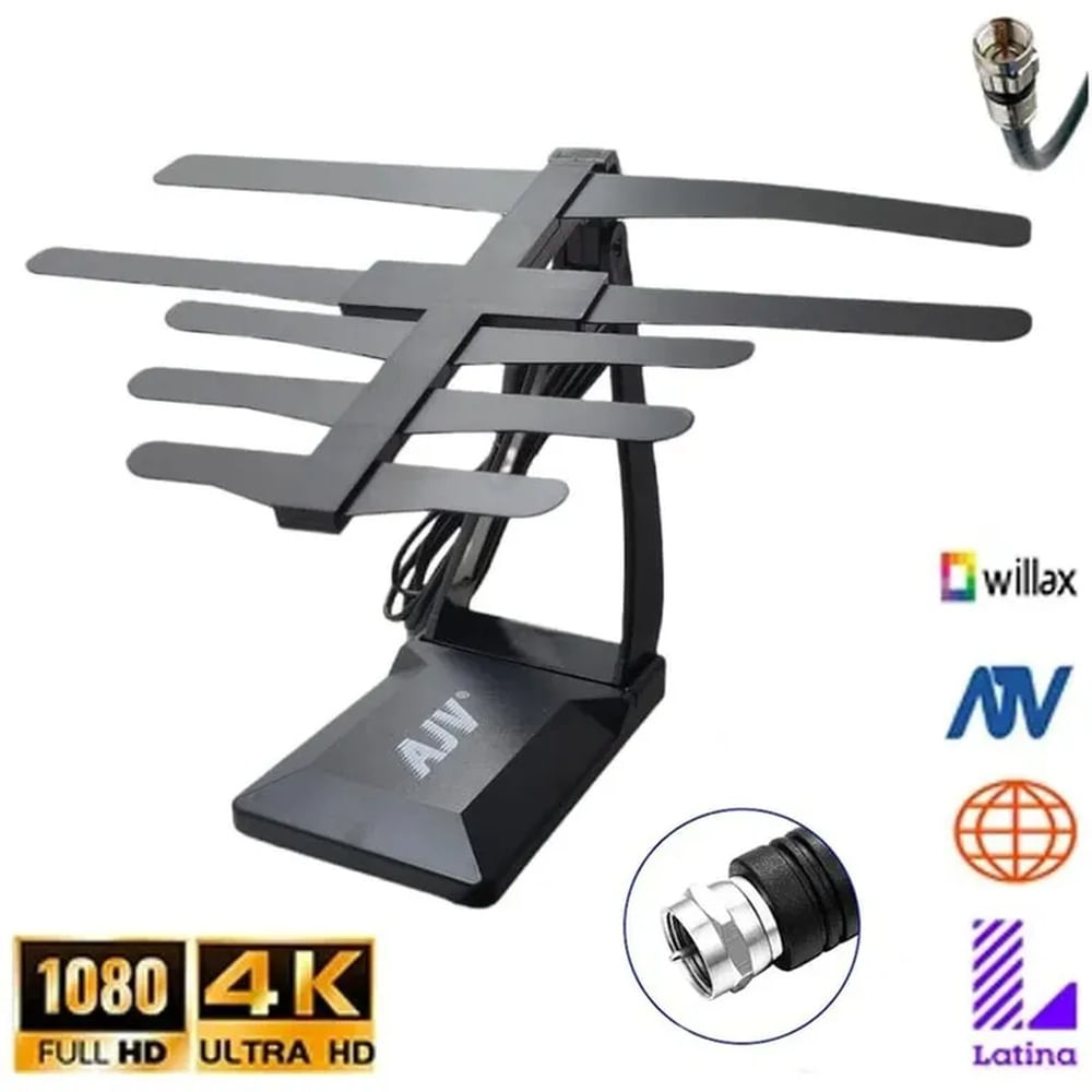 Antena HDTV Para TV LCD Smart TV VHF-UHF Señal Digital Cable 130cm Multicolor