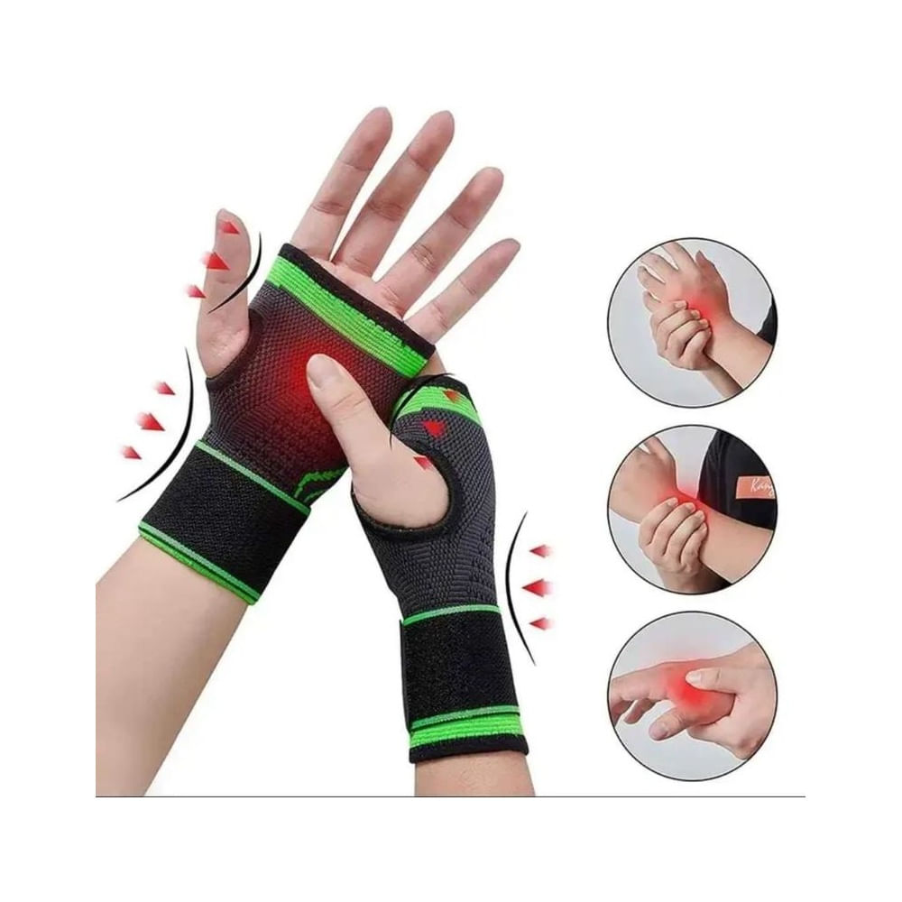 2 Muñequera Deportiva Ajustable con Gel Protección Ortopedica Multicolor