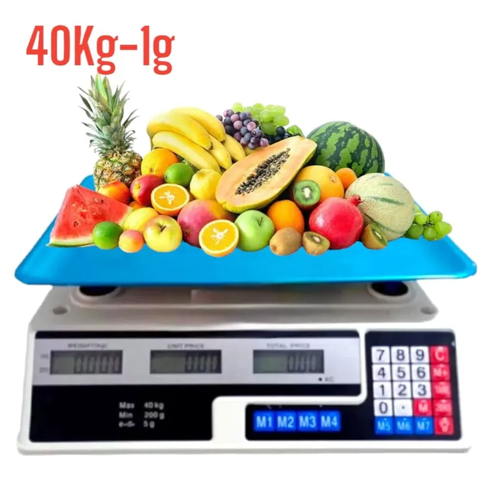 Balanza Electrónica Comercial Calculadora Precios Max 40Kg Division 5g Multicolor