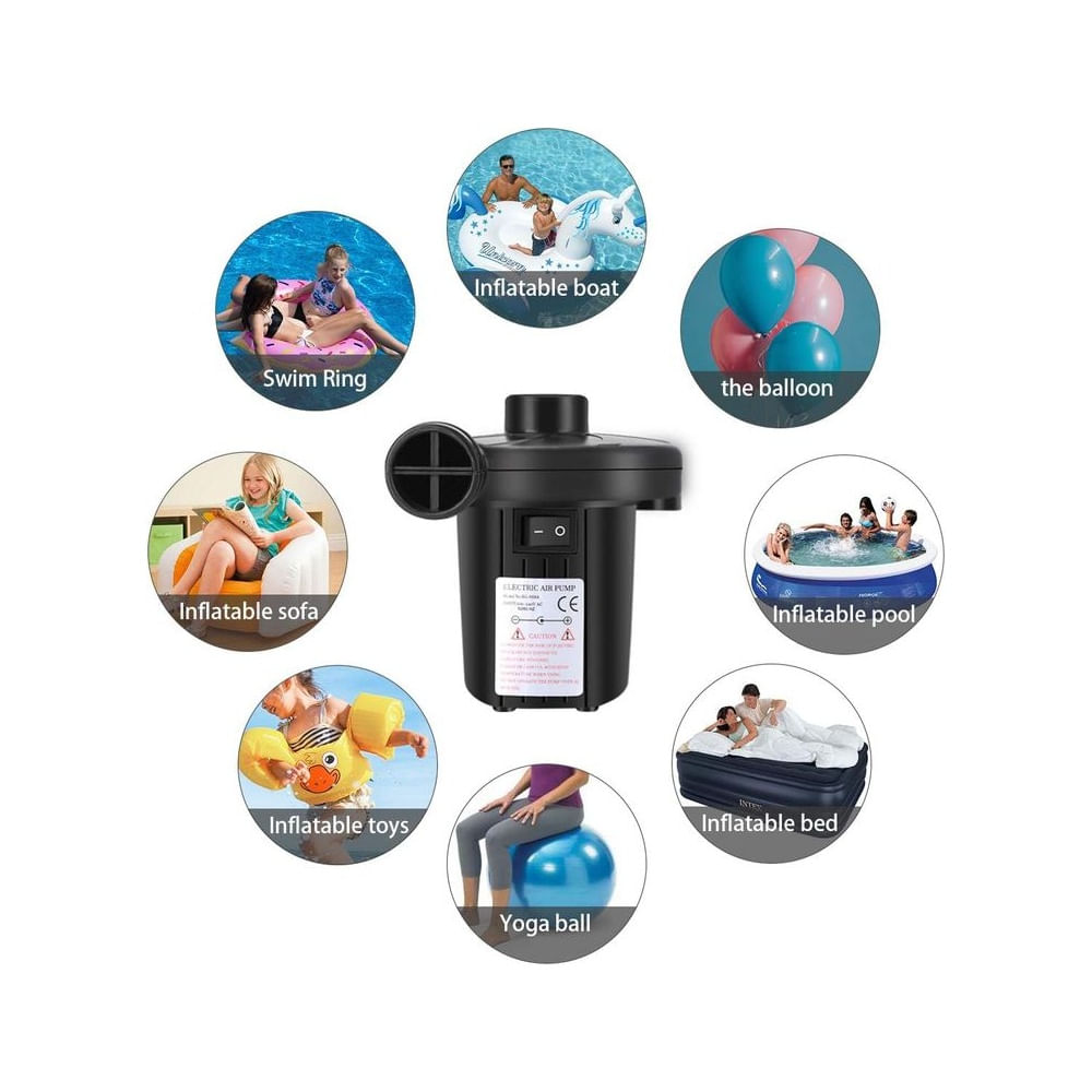 Inflador Electrico 220v para Piscinas Inflables Colchones Negro