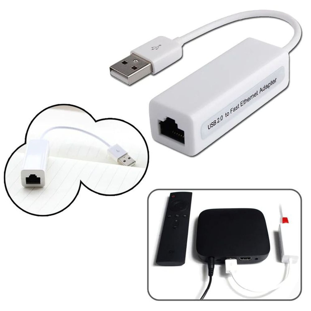 Adaptador USB 2.0 a Rj45 LAN Ethernet 10/100 Mbps Computador Multicolor