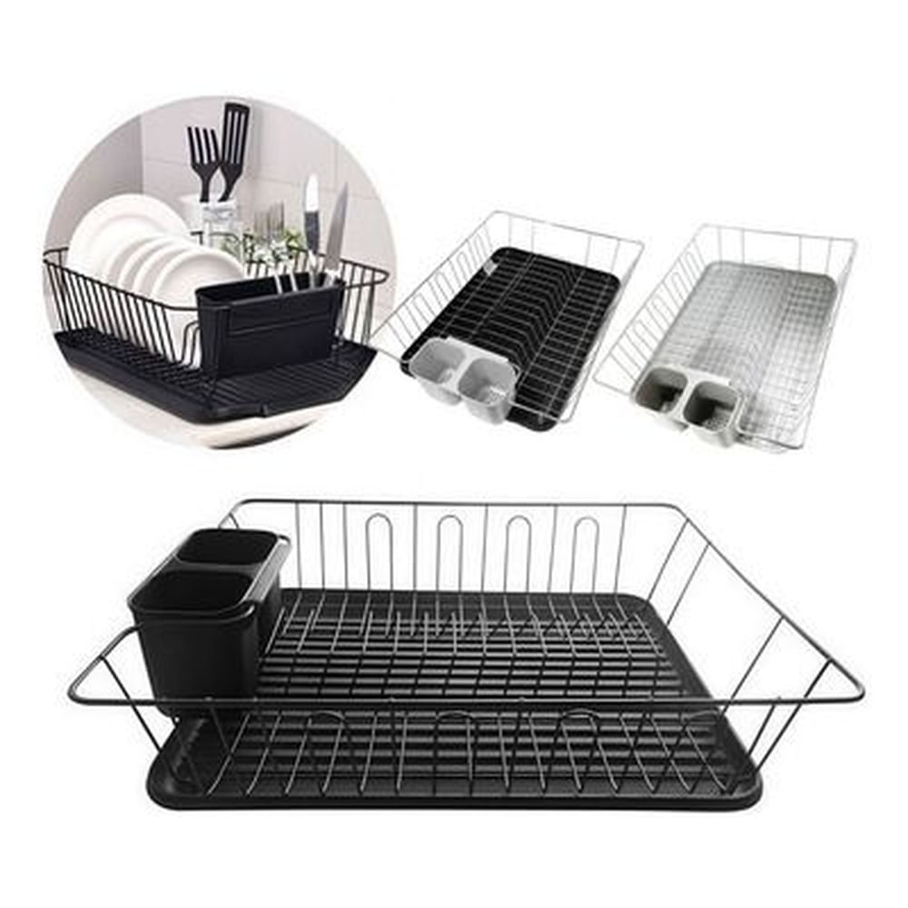 Escurridor de Platos de Metal con Bandeja Extraíble - Secador de Vajilla Elegante
