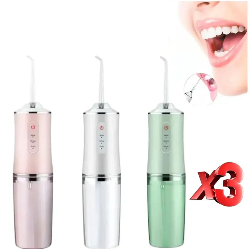 Pack 3 Irrigadores Bucales Con 3 Modos Para Brackets Y Ortodoncia Multicolor
