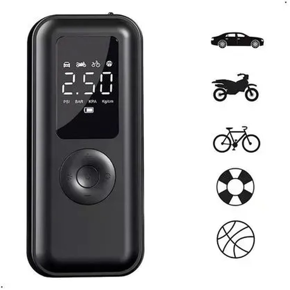 Compresor De Aire Eléctrico Portátil Inalámbrico Para Balones Y Auto Multicolor