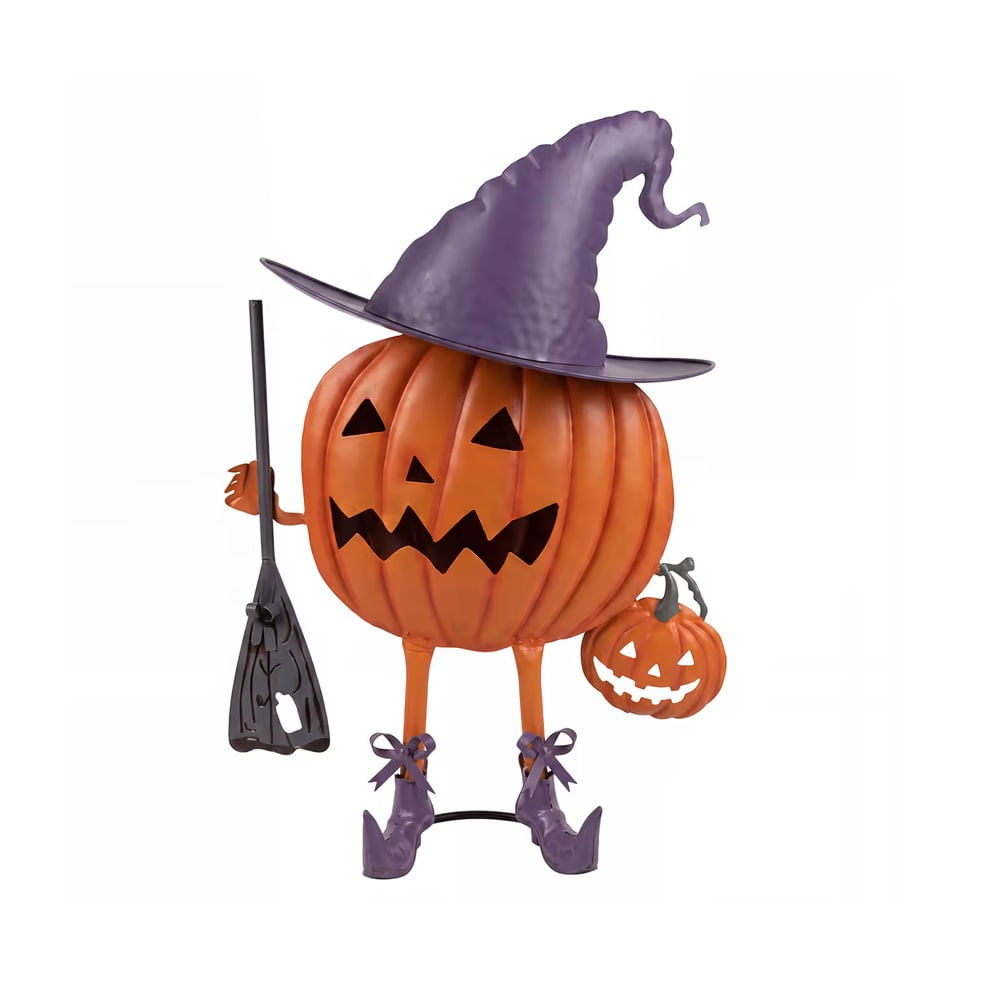 HALLOWEEN - Calabaza con Sombrero de Bruja y Luz de metal de Halloween