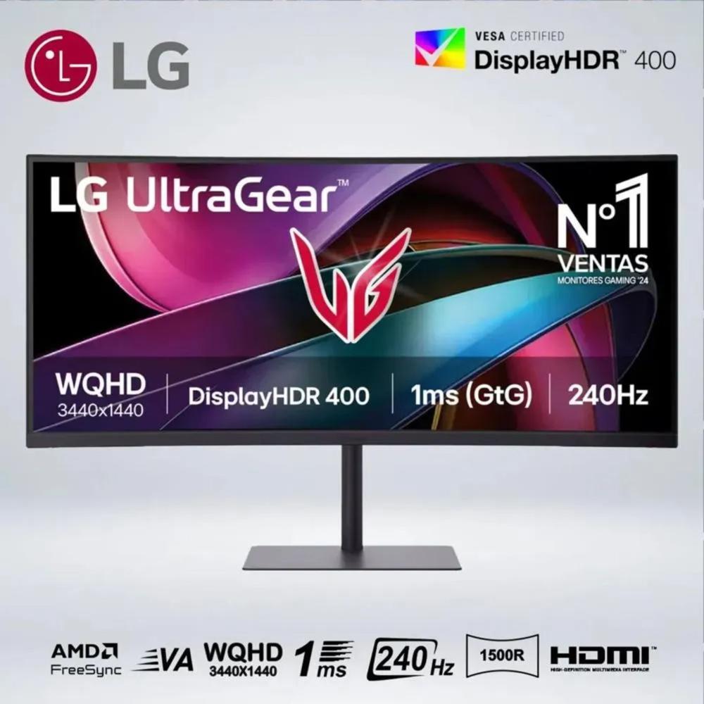 MONITOR GAMER CURVO ULTRAGEAR G6 QHD 34'' VA 240hz 1ms HDR400 AMD SPEAKER 34G630A