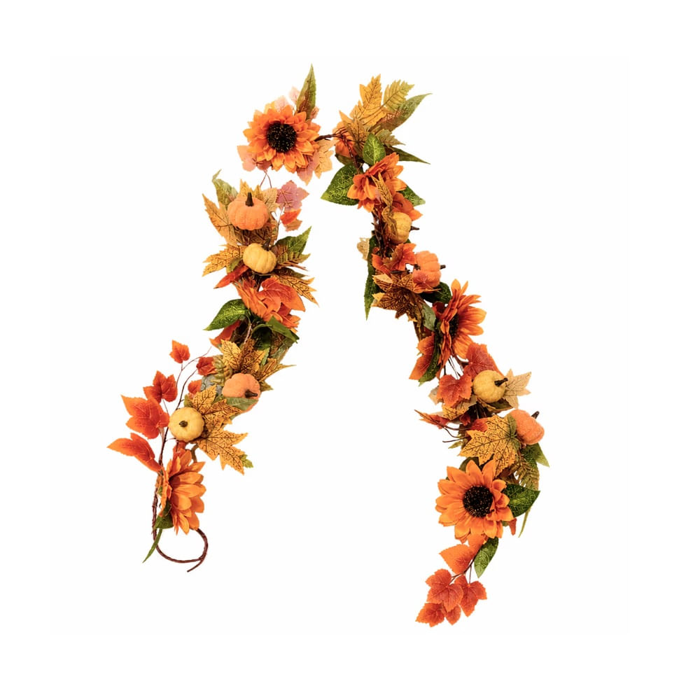 HALLOWEEN - Guirnalda de Otoño con Girasoles y Calabazas Decorativa Halloween