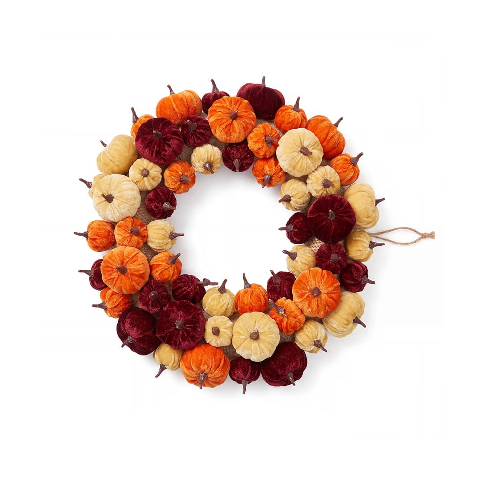 HALLOWEEN - Adorno Corona de Calabazas y Flores 40 cm