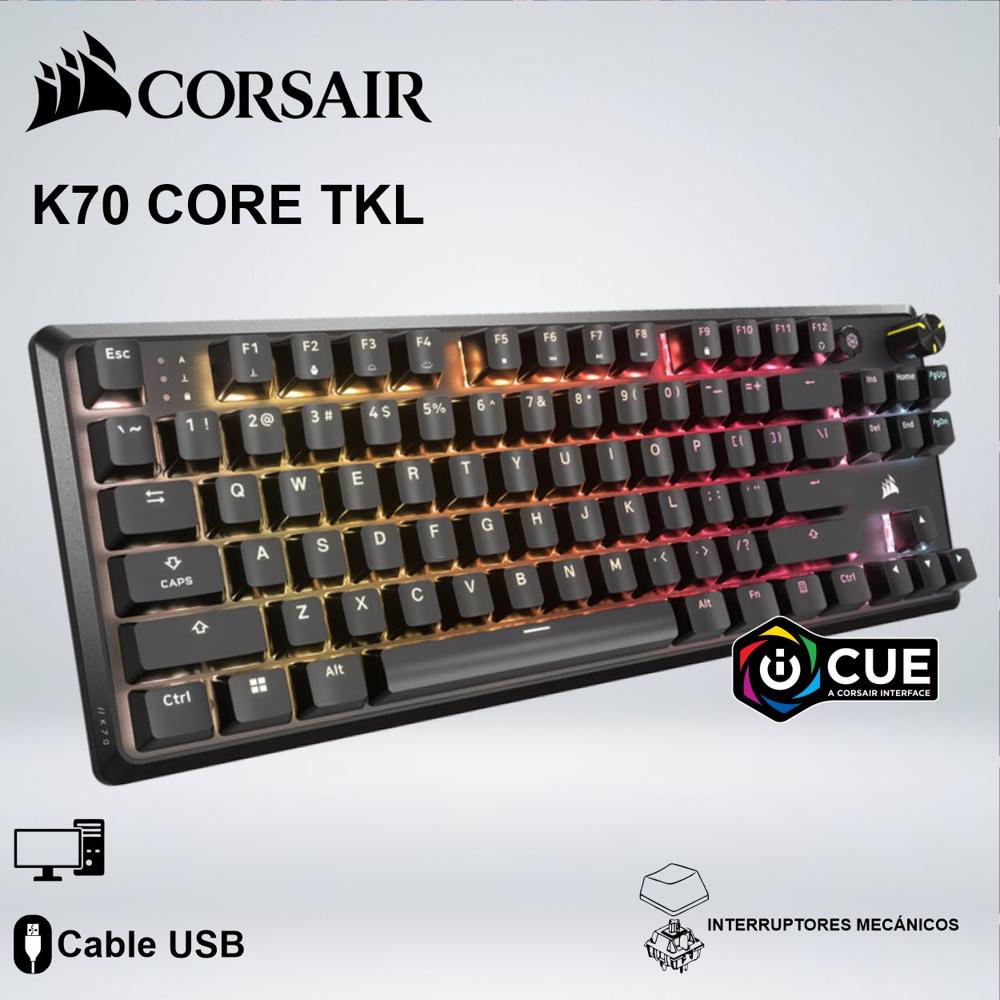 TECLADO GAMING CORSAIR K70 CORE TKL RGB ALAMBRICO