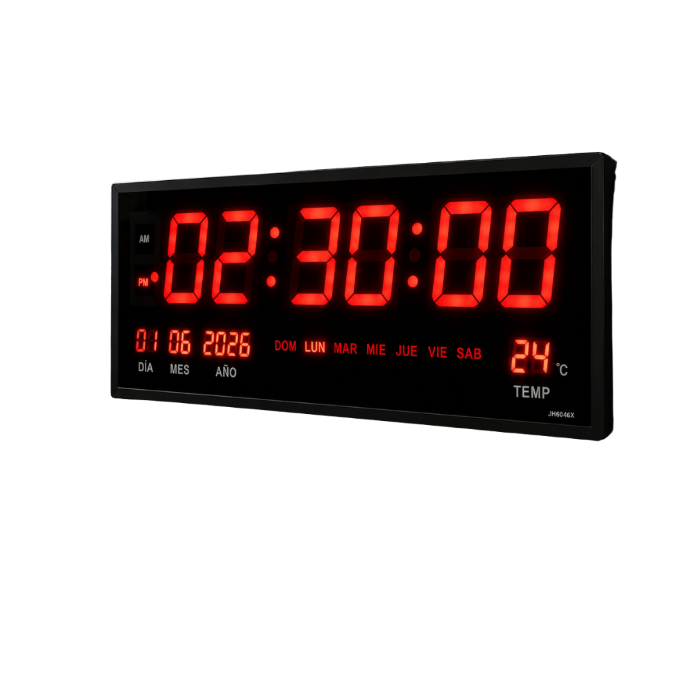Reloj Digital De Pared Grande 60x26 Para Negocios Gym Negro
