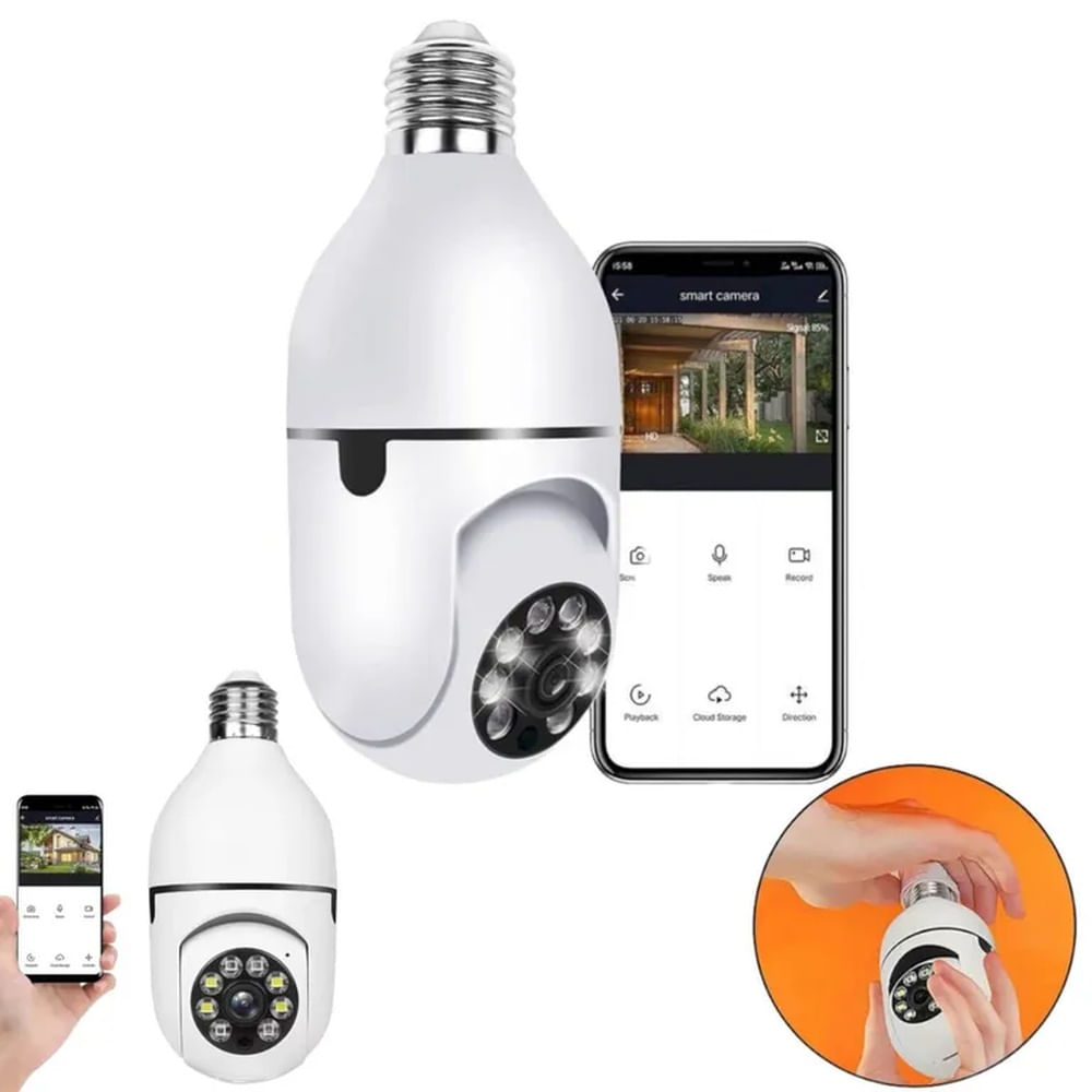 Camara IP de Seguridad WiFi Foco Bombillo Espia Control desde Celular Multicolor